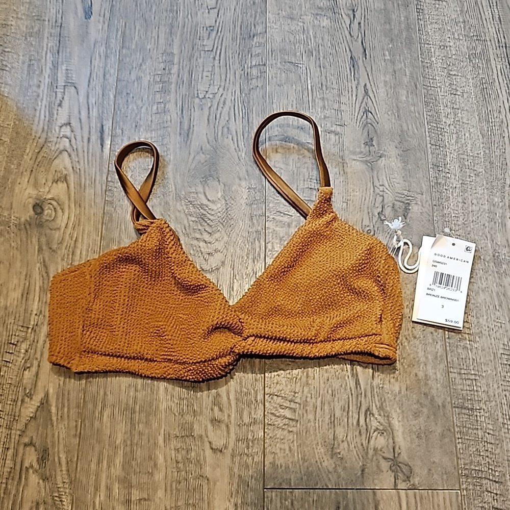 Good American Bronze Brown Size 3 Bikini Top Brand New With Tags